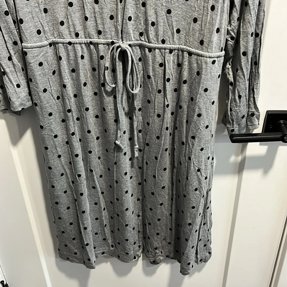 Soma Gray Black Polkadot House Dress Nightgown EUC